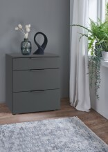 Nachtkommode >OXFORD< in GRAPHIT - 54x61x41cm (BxHxT)