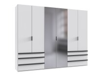 Falttürenschrank >OXFORD< in WEISS mit Spiegel...