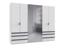 Falttürenschrank >OXFORD< in WEISS mit Spiegel...