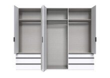 Falttürenschrank >OXFORD< in WEISS mit Spiegel - 300x216x58cm (BxHxT)