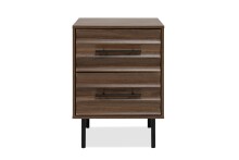 Nachtkonsole >Falun< in Dekor Nussbaum 3D-Fronten in Wellenoptik - 40x55x39cm (BxHxT)