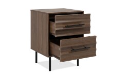 Nachtkonsole >Falun< in Dekor Nussbaum 3D-Fronten in Wellenoptik - 40x55x39cm (BxHxT)