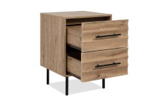 Nachtkonsole >Falun< in Artisan/Eiche 3D-Fronten in Wellenoptik - 40x55x39cm (BxHxT)