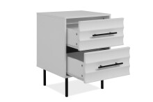 Nachtkonsole >Falun< in weiß 3D-Fronten in Wellenoptik - 40x55x39cm (BxHxT)