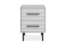 Nachtkonsole >Falun< in weiß 3D-Fronten in Wellenoptik - 40x55x39cm (BxHxT)