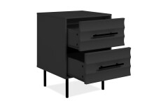 Nachtkonsole >Falun< in anthrazit 3D-Fronten in Wellenoptik - 40x55x39cm (BxHxT)