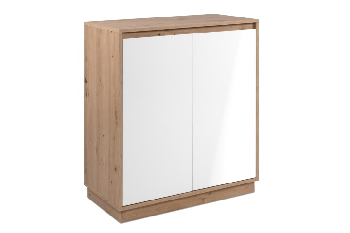 Kommode >Lindenau< in Dekor Artisan Eiche/weiß hochglanz - 79x88x40 (BxHxT)