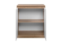 Kommode >Lindenau< in Dekor Artisan Eiche/weiß hochglanz - 79x88x40 (BxHxT)