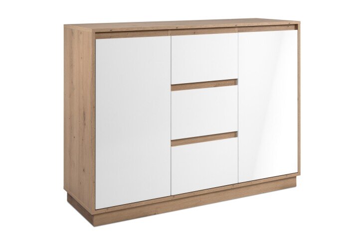 Sideboard >Lindenau< in Dekor Artisan Eiche/weiß hochglanz - 116,3x88x40 (BxHxT)