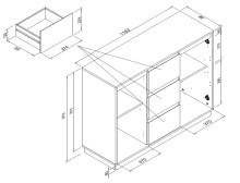 Sideboard >Lindenau< in Dekor Artisan Eiche/weiß hochglanz - 116,3x88x40 (BxHxT)