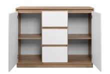 Sideboard >Lindenau< in Dekor Artisan Eiche/weiß hochglanz - 116,3x88x40 (BxHxT)