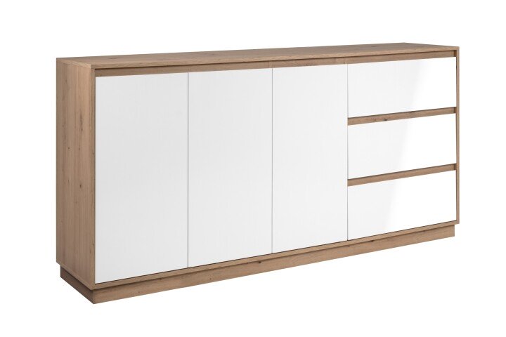 Sideboard >Lindenau< in Dekor Artisan Eiche/weiß hochglanz - 178x88x40 (BxHxT)