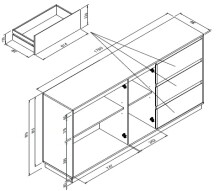 Sideboard >Lindenau< in Dekor Artisan Eiche/weiß hochglanz - 178x88x40 (BxHxT)