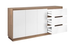 Sideboard >Lindenau< in Dekor Artisan Eiche/weiß hochglanz - 178x88x40 (BxHxT)