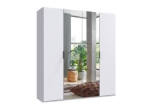 Falttürenschrank >OXFORD< in WEISS mit Spiegel...