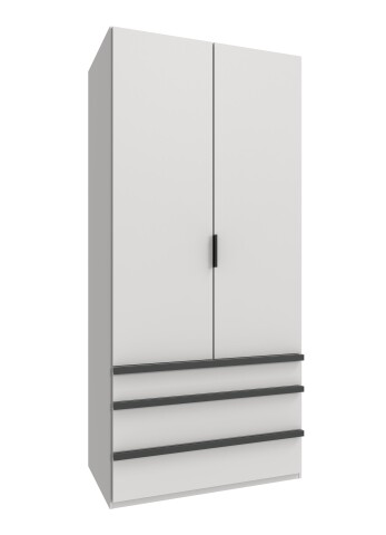Falttürenschrank >OXFORD< in WEISS - 100x216x58cm (BxHxT)