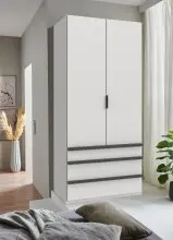Falttürenschrank >OXFORD< in WEISS -...