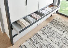 Falttürenschrank >OXFORD< in WEISS mit Schubladen - 200x216x58cm (BxHxT)