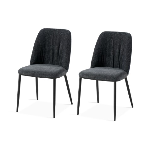 Esszimmerstuhl >Norela< (2er-Set) in anthrazit/schwarz Chenille-Optik - 47x83x56 (BxHxT)