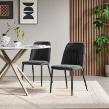 Esszimmerstuhl >Norela< (2er-Set) in anthrazit/schwarz Chenille-Optik - 47x83x56 (BxHxT)