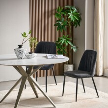 Esszimmerstuhl >Norela< (2er-Set) in anthrazit/schwarz Chenille-Optik - 47x83x56 (BxHxT)