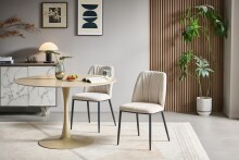 Esszimmerstuhl >Norela< (2er-Set) in creme/schwarz Chenille-Optik - 47x83x56 (BxHxT)