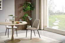 Esszimmerstuhl >Norela< (2er-Set) in creme/schwarz Chenille-Optik - 47x83x56 (BxHxT)