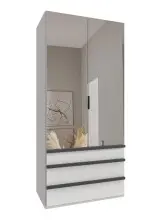 Falttürenschrank >OXFORD< in WEISS mit Spiegel...