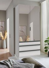 Falttürenschrank >OXFORD< in WEISS mit Spiegel...