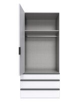 Falttürenschrank >OXFORD< in WEISS mit Spiegel - 100x216x58cm (BxHxT)