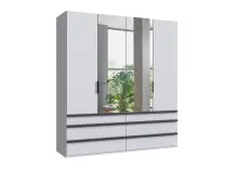 Falttürenschrank >OXFORD< in WEISS mit Spiegel...