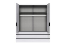 Falttürenschrank >OXFORD< in WEISS mit Spiegel - 200x216x58cm (BxHxT)