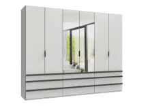 Falttürenschrank >OXFORD< in WEISS mit Spiegel...