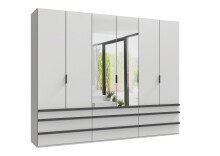 Falttürenschrank >OXFORD< in WEISS mit Spiegel...