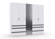 Falttürenschrank >OXFORD< in WEISS mit Spiegel...