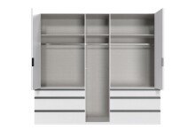 Falttürenschrank >OXFORD< in WEISS mit Spiegel - 250x216x58cm (BxHxT)