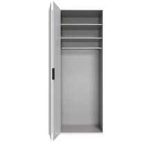 Falttürenschrank >OXFORD< in WEISS mit Spiegel - 100x236x58cm (BxHxT)