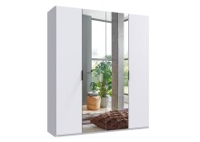 Falttürenschrank >OXFORD< in WEISS mit Spiegel...