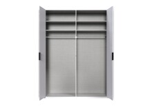Falttürenschrank >OXFORD< in WEISS mit Spiegel - 200x236x58cm (BxHxT)