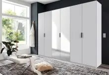 Falttürenschrank >OXFORD< in WEISS mit Spiegel...