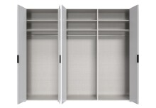 Falttürenschrank >OXFORD< in WEISS mit Spiegel - 300x236x58cm (BxHxT)