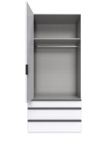 Falttürenschrank >OXFORD< in WEISS mit Schubladen - 100x236x58cm (BxHxT)