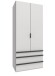 Falttürenschrank >OXFORD< in WEISS mit Schubladen - 100x236x58cm (BxHxT)
