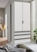 Falttürenschrank >OXFORD< in WEISS mit Schubladen - 100x236x58cm (BxHxT)