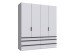 Falttürenschrank >OXFORD< in WEISS mit Schubladen - 200x236x58cm (BxHxT)