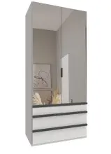 Falttürenschrank >OXFORD< in WEISS mit Spiegel...