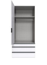 Falttürenschrank >OXFORD< in WEISS mit Spiegel - 100x236x58cm (BxHxT)