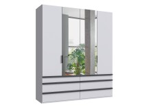 Falttürenschrank >OXFORD< in WEISS mit Spiegel...