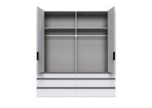 Falttürenschrank >OXFORD< in WEISS mit Spiegel - 200x236x58cm (BxHxT)
