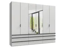 Falttürenschrank >OXFORD< in WEISS mit Spiegel...